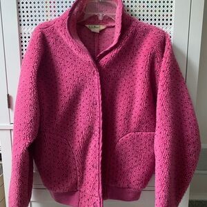 Vintage L.L. Bean Raspberry/Pink Sherpa deep Pile Fleece Shacket